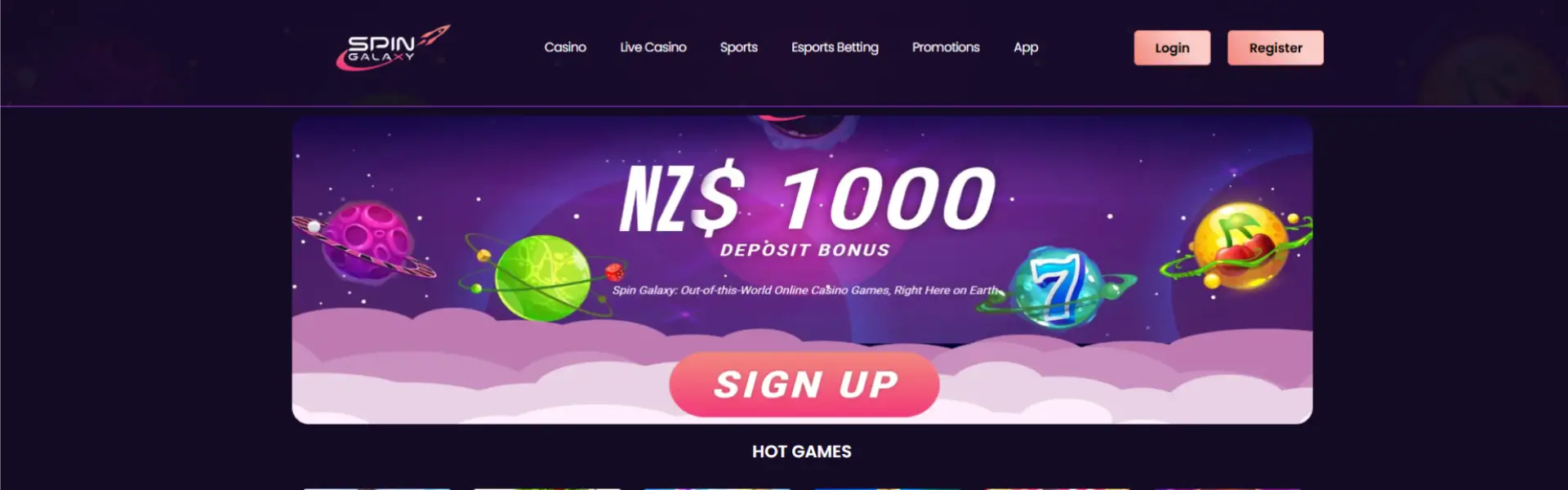 Spin Galaxy Casino Homepage